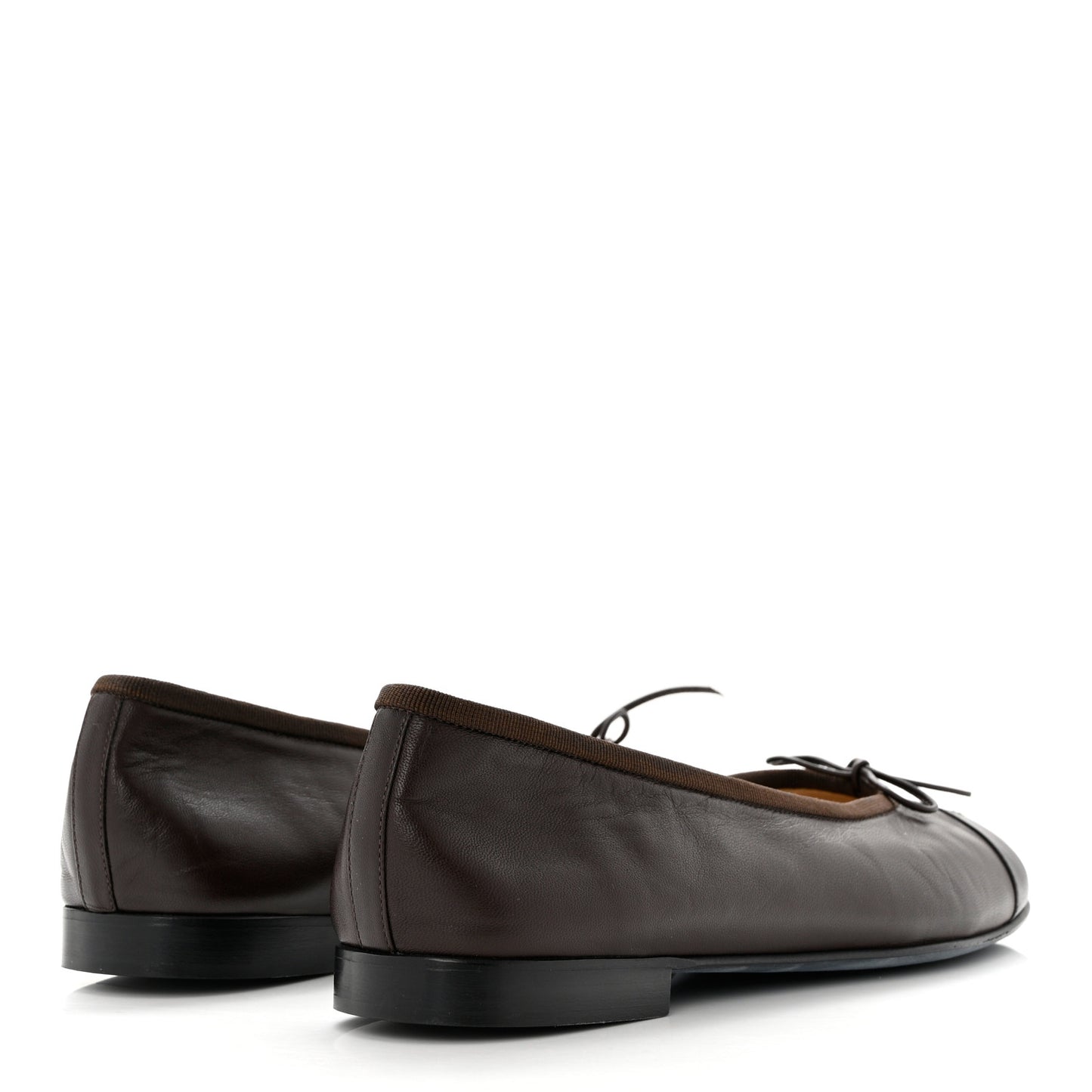 Lambskin Cap Toe CC Ballerina Flats 40.5 Brown Black