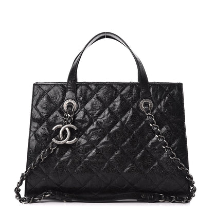 Chanel Crumpled Grained Calfskin Quilted CC Crave Tote Black 1 of 11