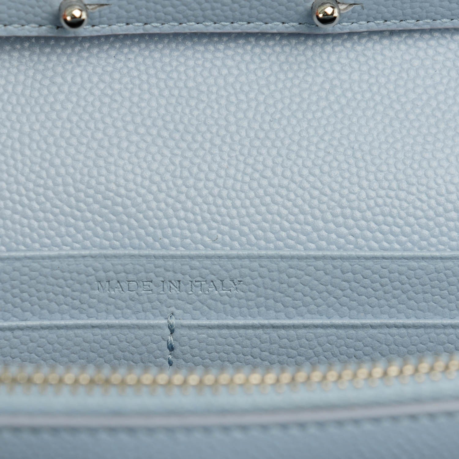 Saint Laurent Grain De Poudre Matelasse Monogram Chain Wallet Sky Blue 7 of 7
