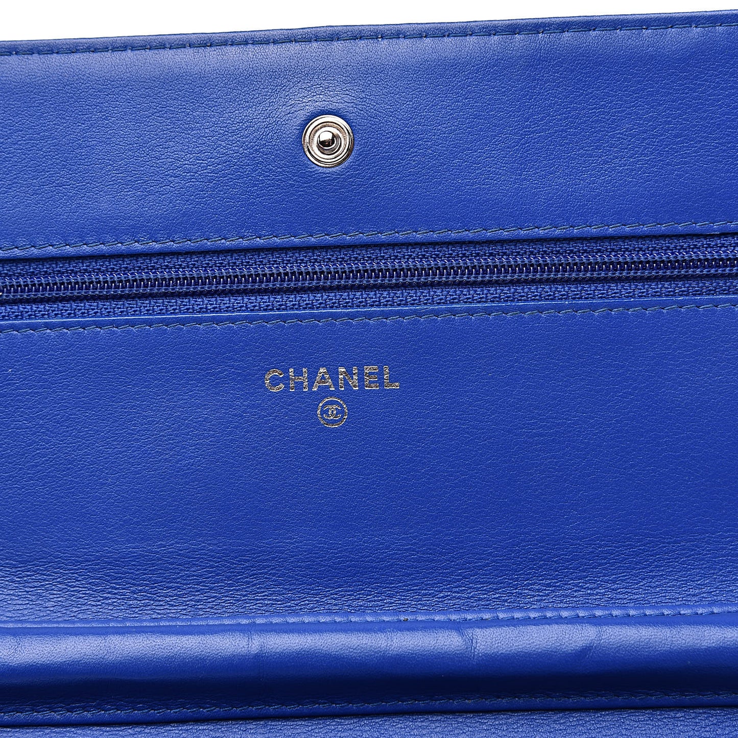 Patent Quilted Wallet On Chain WOC Dark Blue