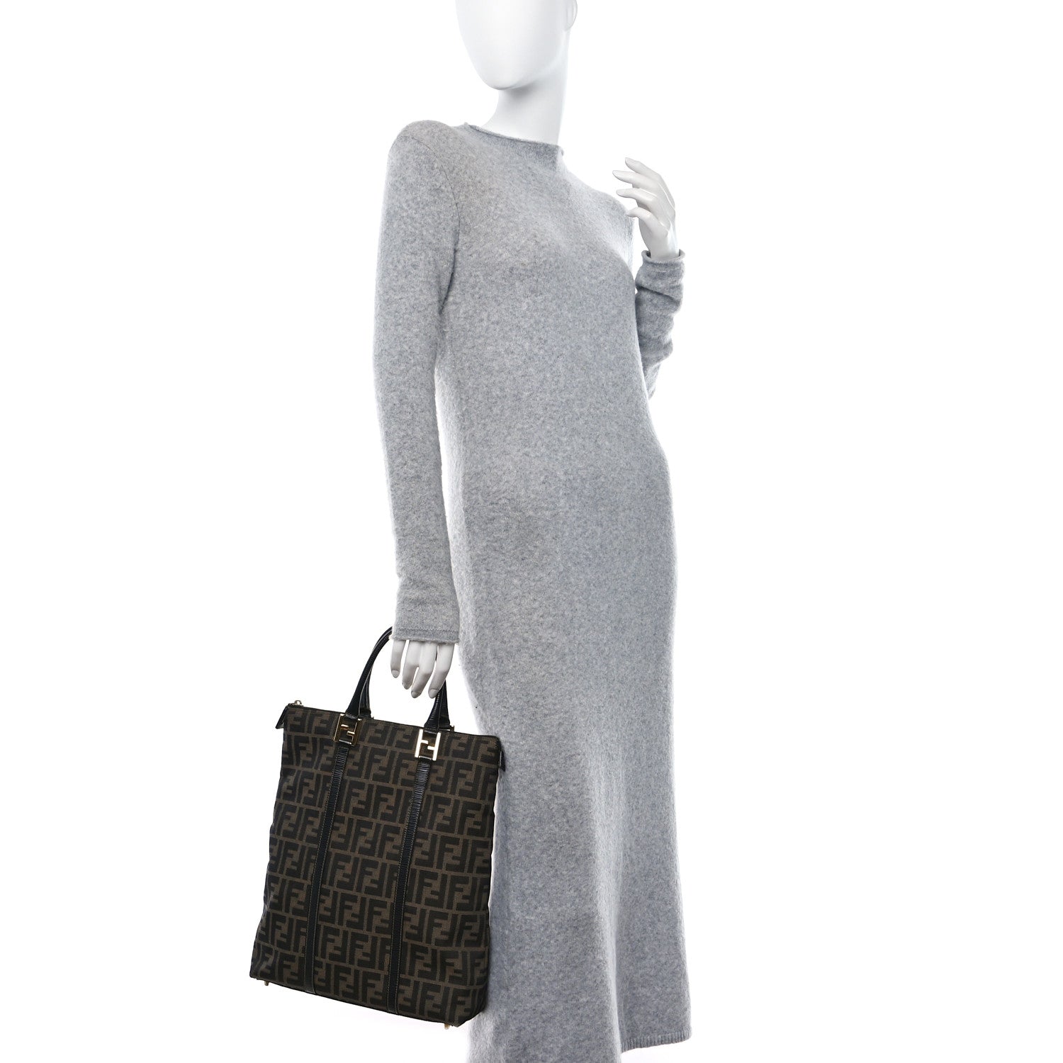 Fendi Zucca Vertical Shopping Tote Tobacco Moro 3 of 11