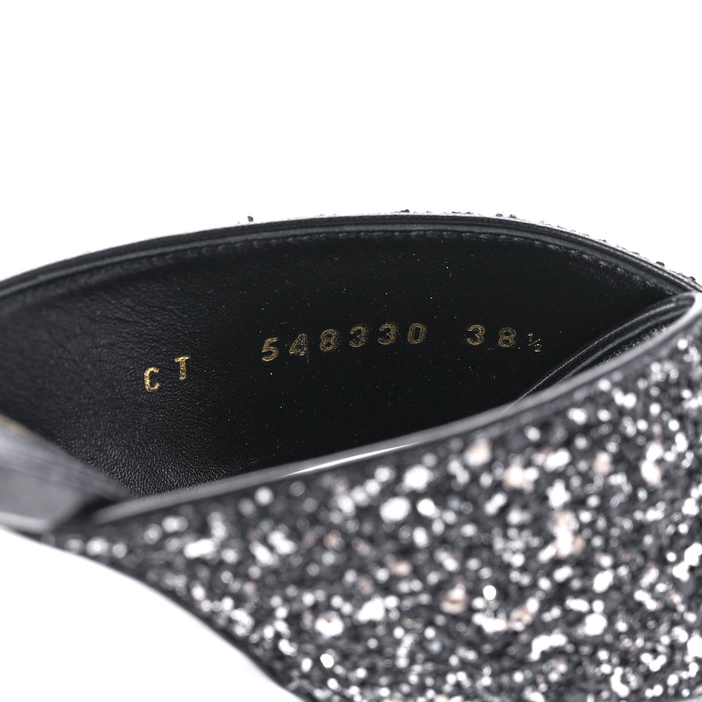 Glitter LouLou 70 Mule Sandals 38.5 Black Gold
