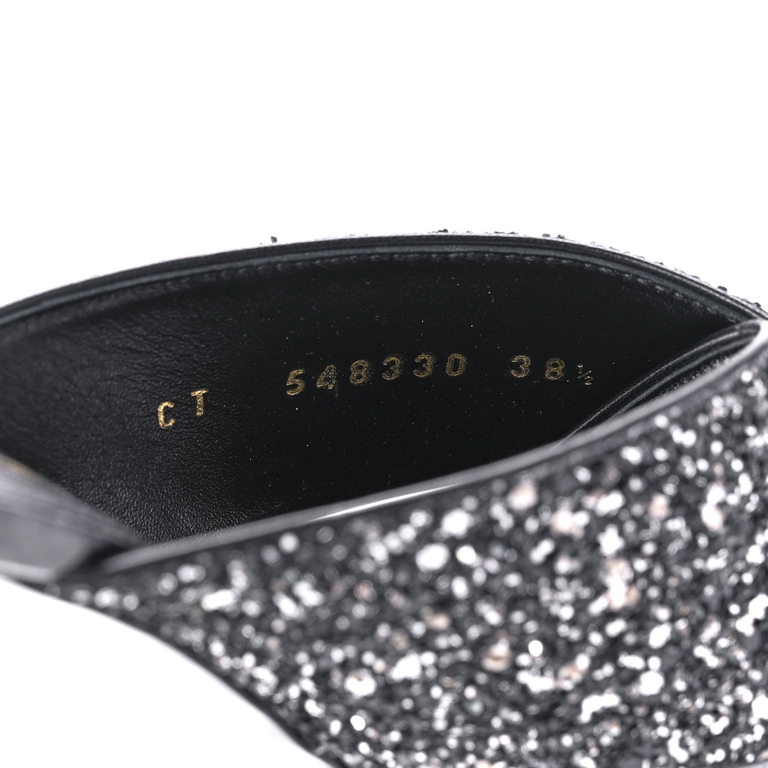 Saint Laurent Glitter LouLou 70 Mule Sandals 38.5 Black Gold 10 of 10