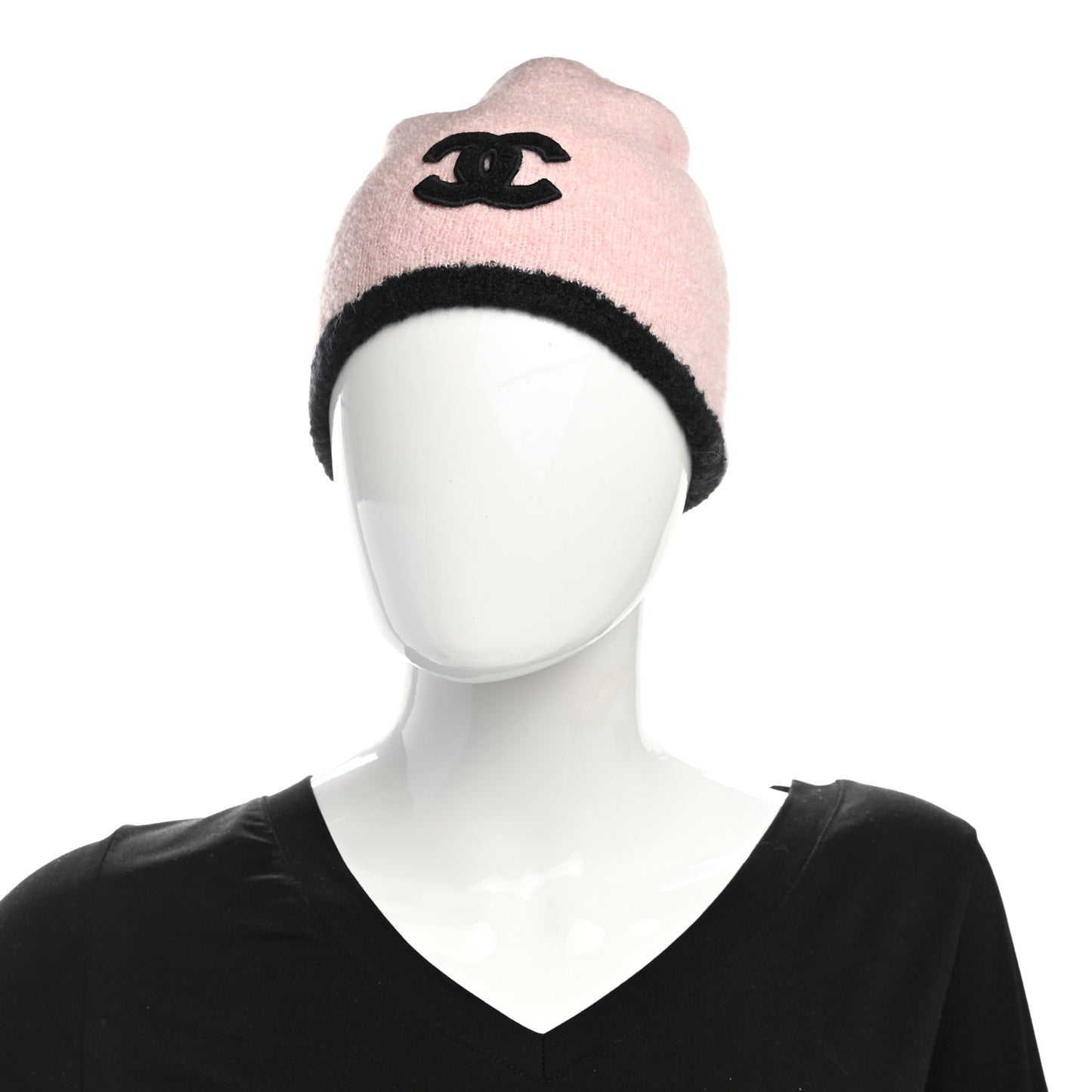 Cashmere Silk CC Beanie Hat Pink Black