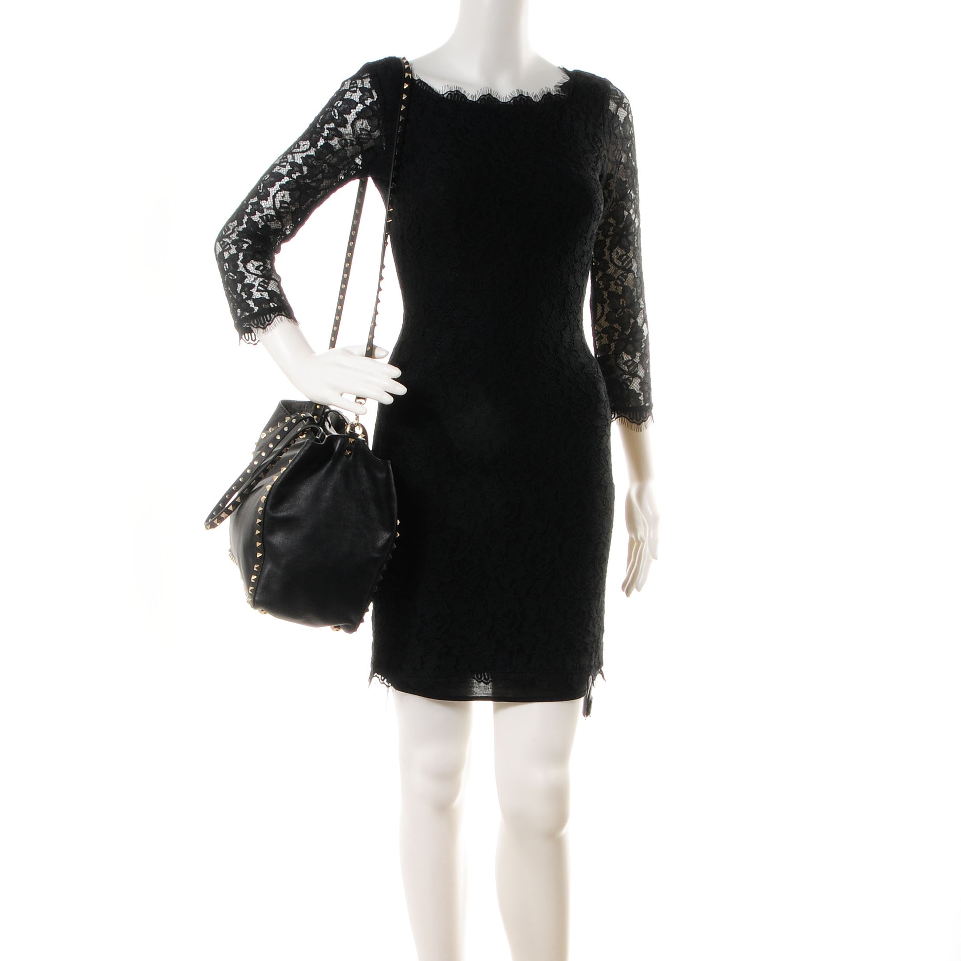Valentino Garavani Vitello Medium Rockstud Tote Black 2 of 8