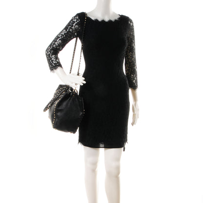 Valentino Garavani Vitello Medium Rockstud Tote Black 2 of 8