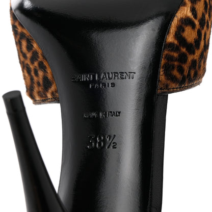 Saint Laurent Pony Hair Leopard Print Sexy 95mm Pumps 38.5 Natural Black 8 of 13