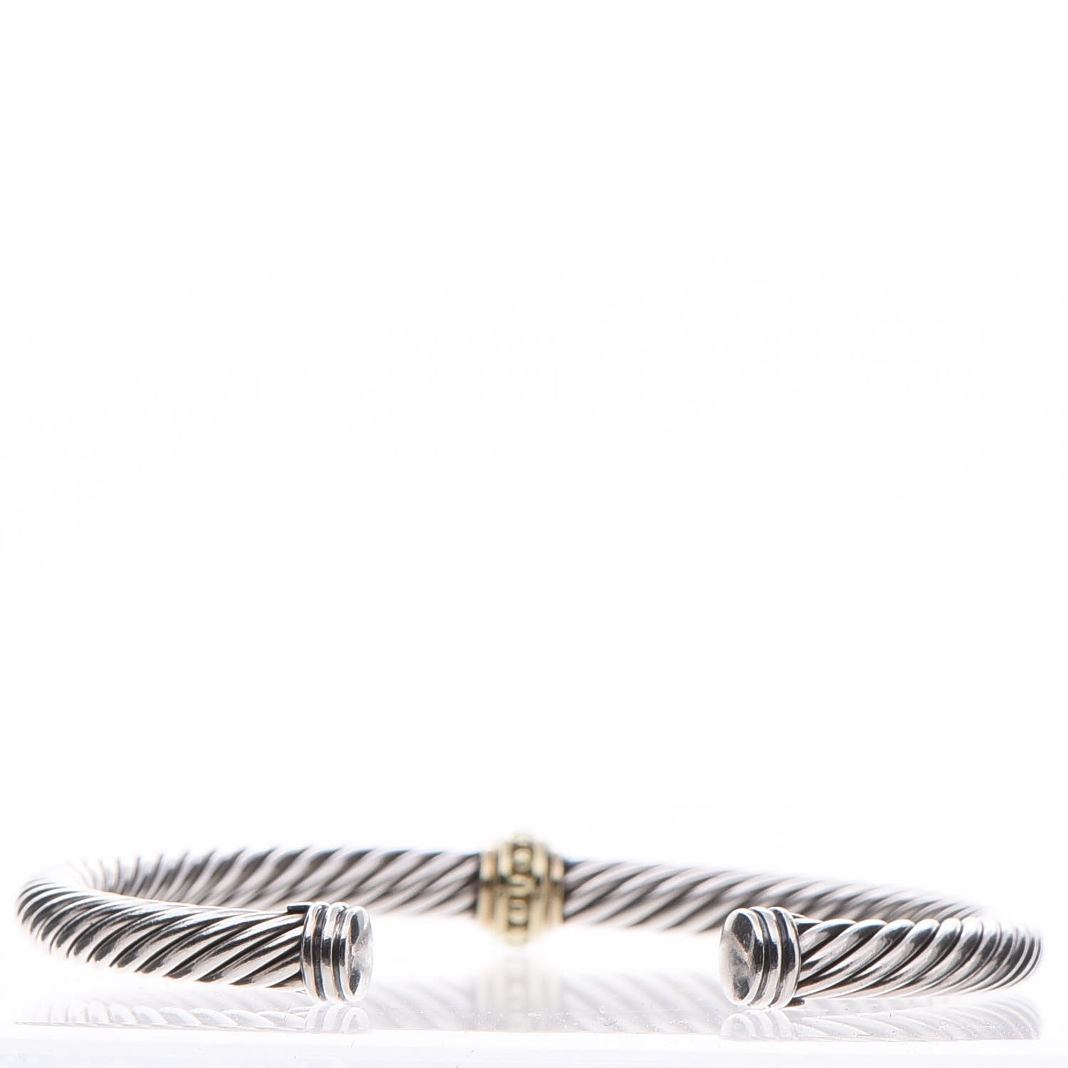 David Yurman Sterling Silver 14K Yellow Gold 5mm Cable Classics Single Station Bracelet 3 of 5