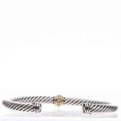 David Yurman Sterling Silver 14K Yellow Gold 5mm Cable Classics Single Station Bracelet 3 of 5