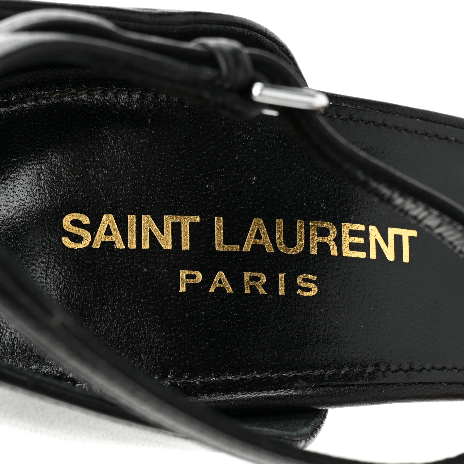 Saint Laurent Calfskin Opyum 110 Sandals 38.5 Black Silver 6 of 8