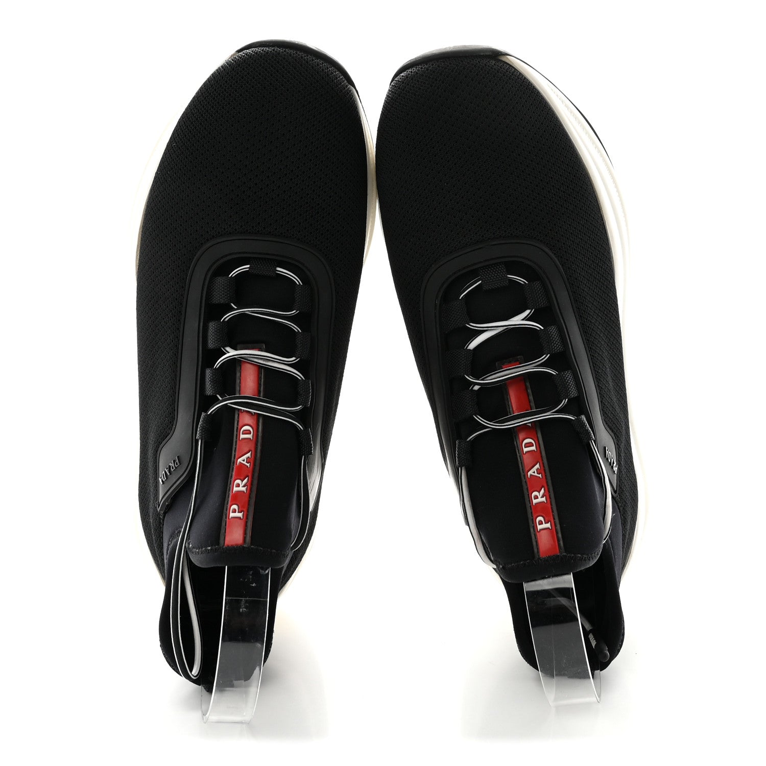 Prada Mesh Neoprene Womens America's Cup 45mm Sneakers 36.5 Black White 2 of 9