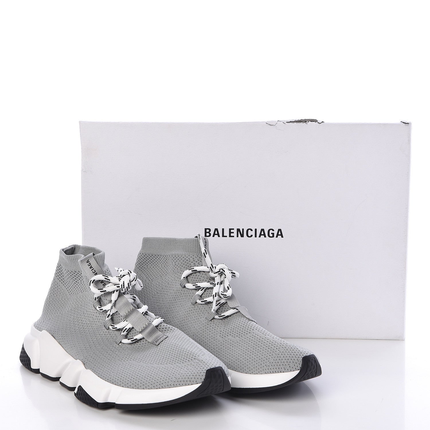 Balenciaga Knit Womens Speed Lace Up Sneakers 41 Gris 8 of 8