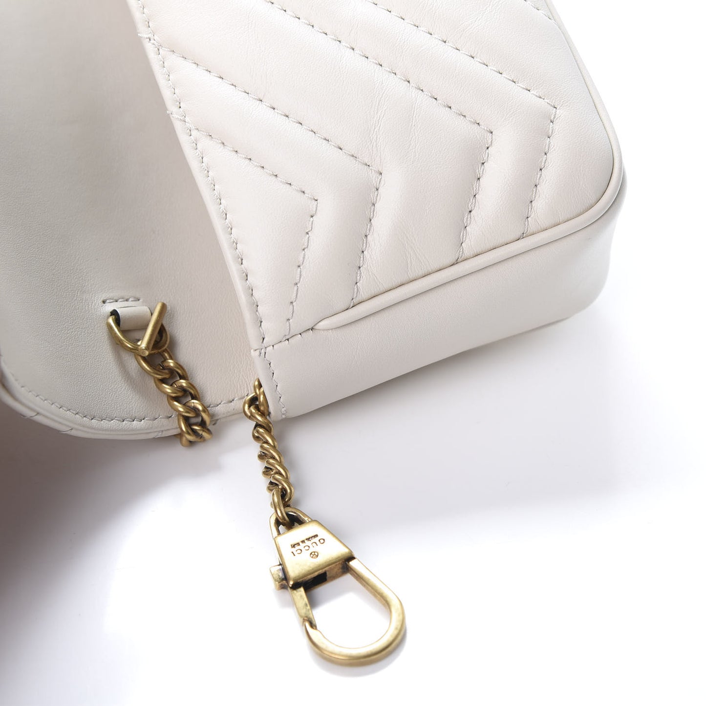 Calfskin Matelasse Super Mini GG Marmont Shoulder Bag White