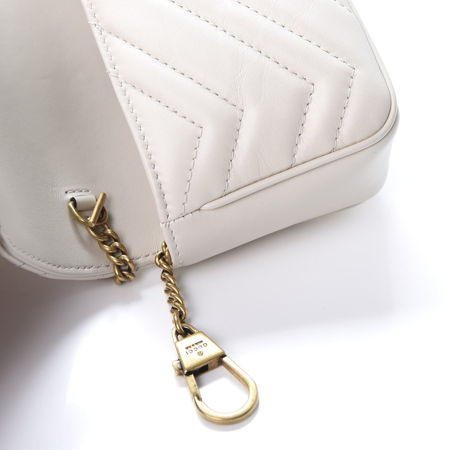 Gucci Calfskin Matelasse Super Mini GG Marmont Shoulder Bag White 9 of 11