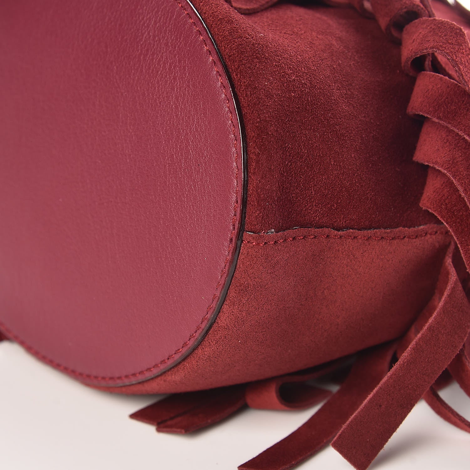 Burberry Suede Fringe Mini Bucket Bag Cherry 8 of 12