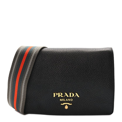 Prada Vitello Daino Flap Crossbody Black 1 of 8