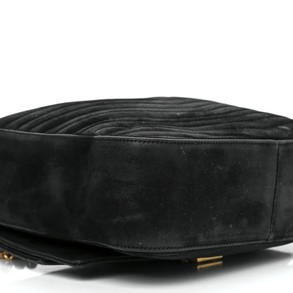 Saint Laurent Suede Matelasse Chevron Monogram Medium Sulpice Black 12 of 14