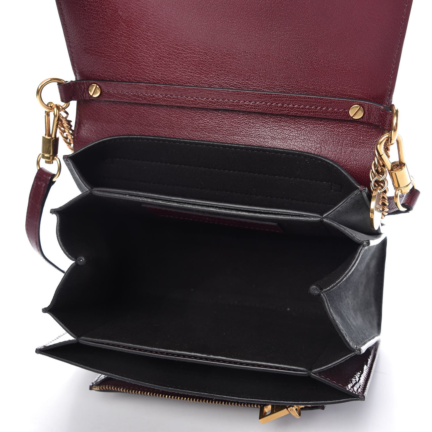 Givenchy Crinkled Patent Deerskin Suede Small GV3 Shoulder Bag Aubergine Graphite 5 of 9