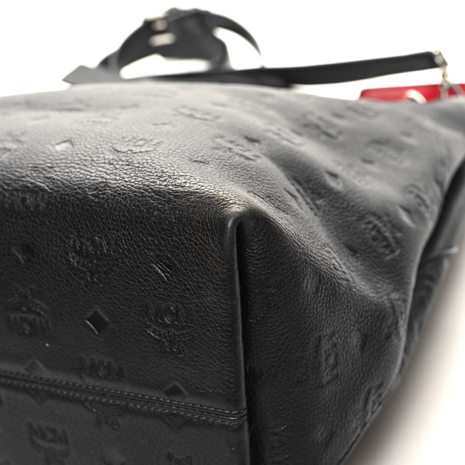 MCM Calfskin Ottomar Monogram Large Klara Hobo Black Red 9 of 13
