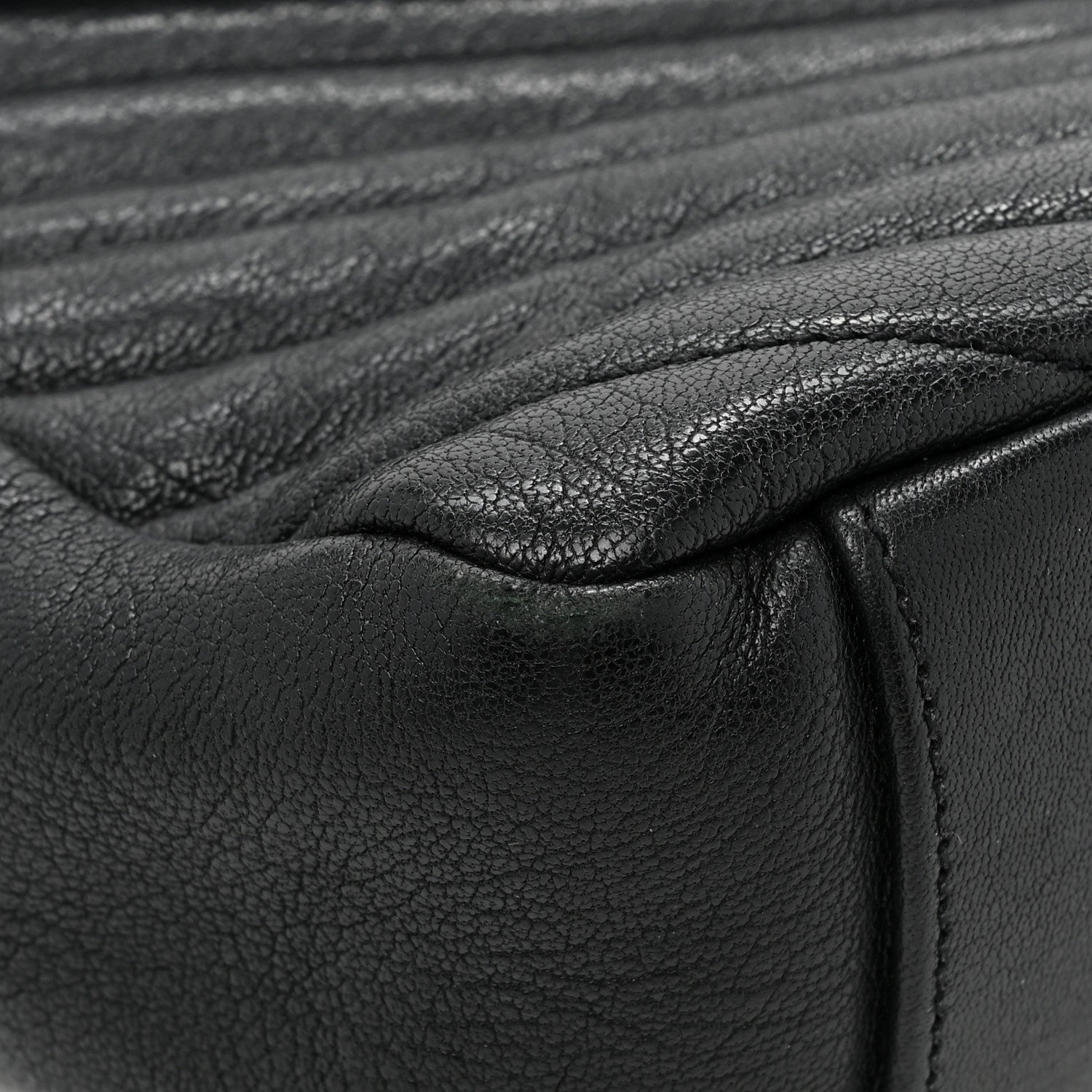 Saint Laurent Sheepskin Matelasse Chevron Monogram Large College Satchel Black 14 of 17