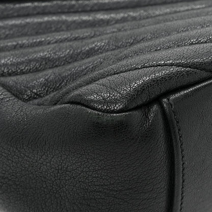 Saint Laurent Sheepskin Matelasse Chevron Monogram Large College Satchel Black 14 of 17
