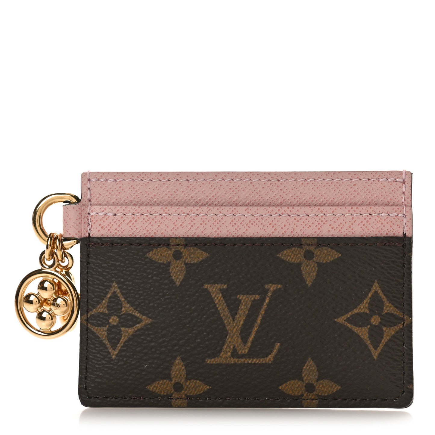 Monogram LV Charms Card Holder Rose Ballerine