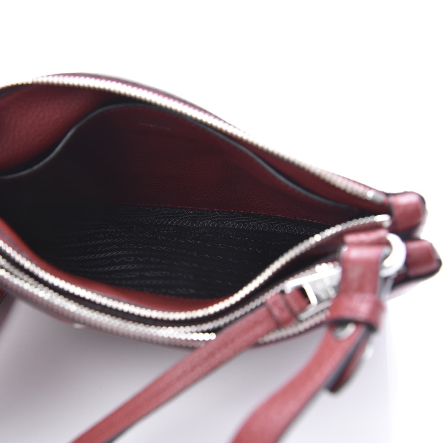 Prada Vitello Daino Double Zip Crossbody Bag Rubino 5 of 11