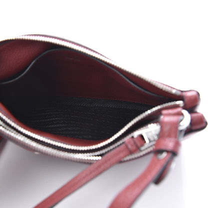Prada Vitello Daino Double Zip Crossbody Bag Rubino 5 of 11