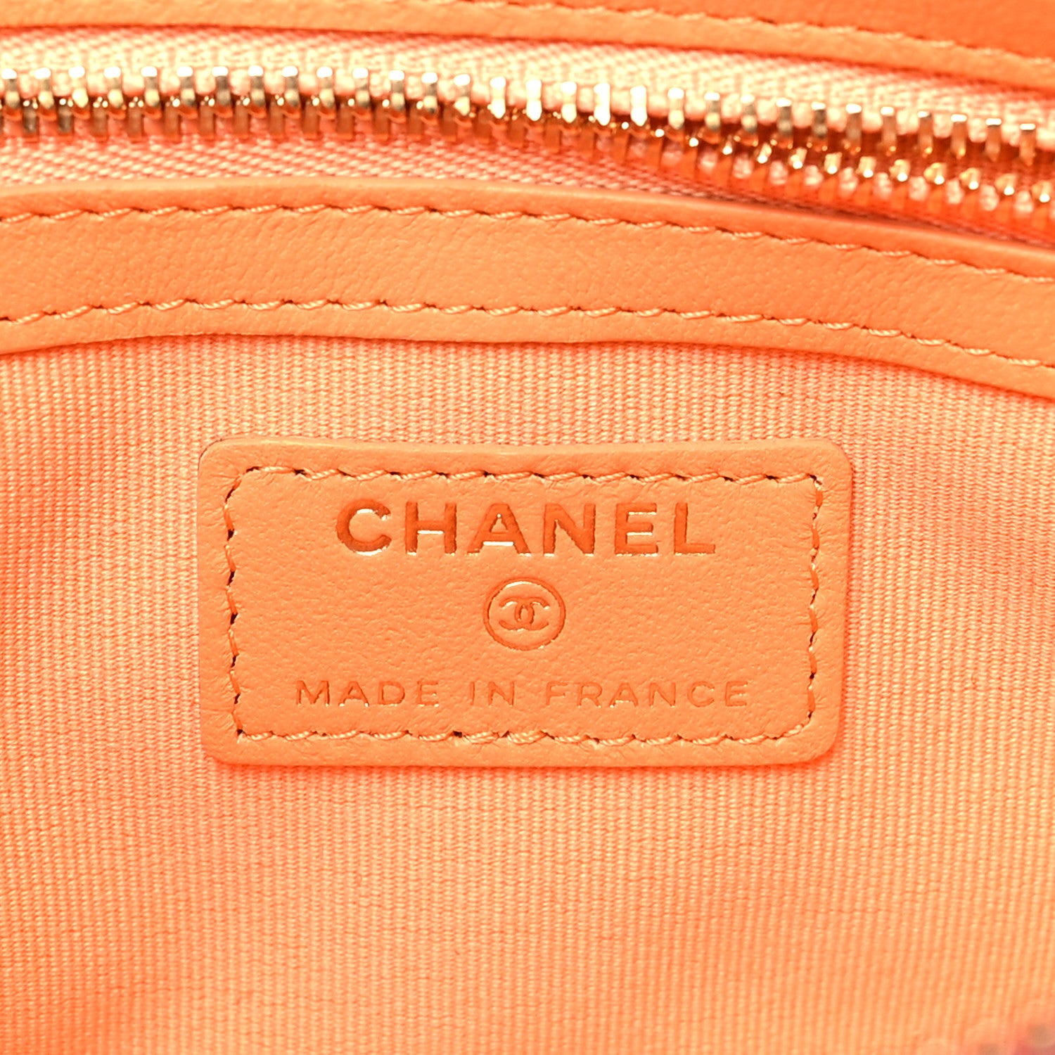 Chanel Lambskin Quilted Sunset Boulevard Pouch Case Coral Orange 7 of 9