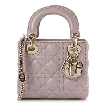 Christian Dior Metallic Lambskin Cannage Mini Lady Dior Lotus 1 of 9