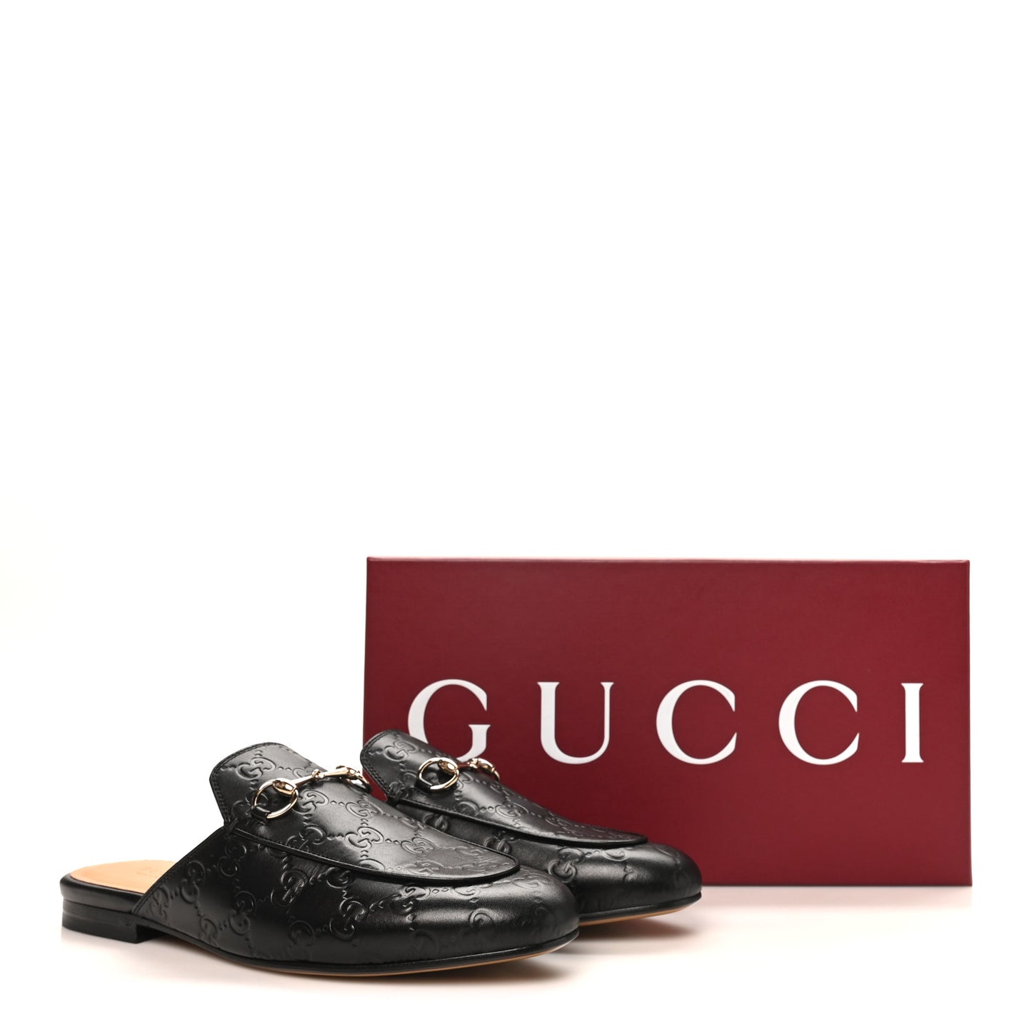 Glamour Calfskin Guccissima Womens Princetown Slippers 38.5 Black
