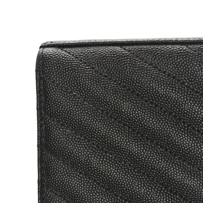 Saint Laurent Grain De Poudre Matelasse Chevron Monogram Monochrome Chain Wallet Black 9 of 10