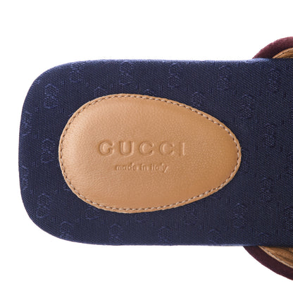 Gucci Canvas GG Monogram Womens Criss Cross Slide Sandals 40 Sahara Rubino Chardonnay 7 of 9