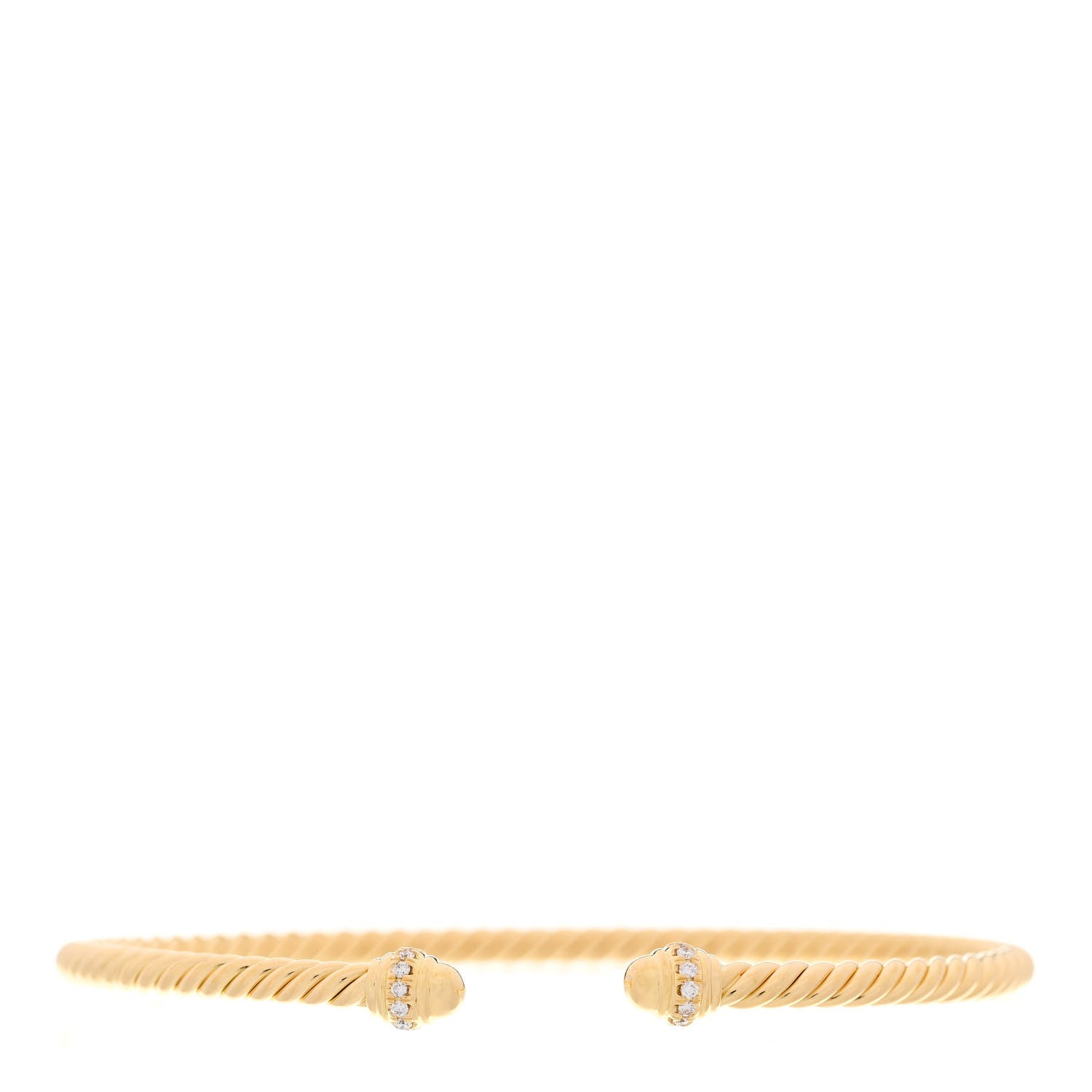 David Yurman 18K Yellow Gold Diamond 3mm Cablespira Bracelet 1 of 4