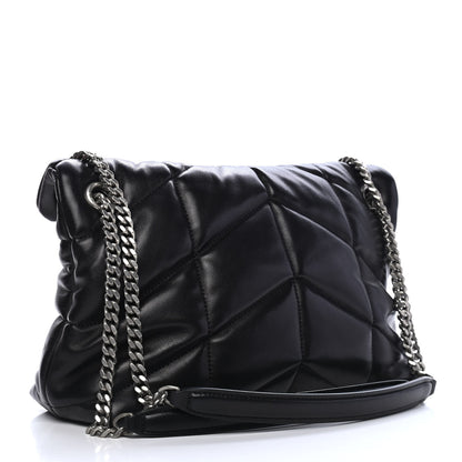 Saint Laurent Lambskin Quilted Small Loulou Puffer Monogram Chain Satchel Black 3 of 9