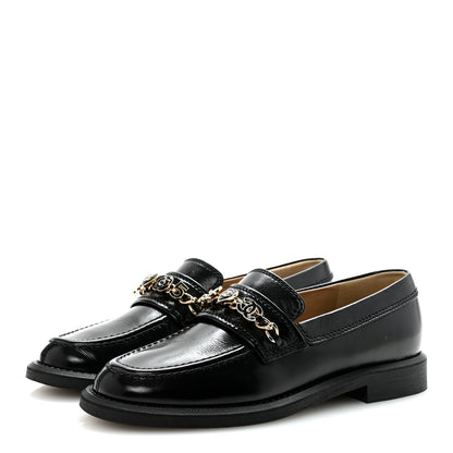 Chanel Calfskin Enamel Charms Mocassin Loafers 35.5 Black 4 of 9