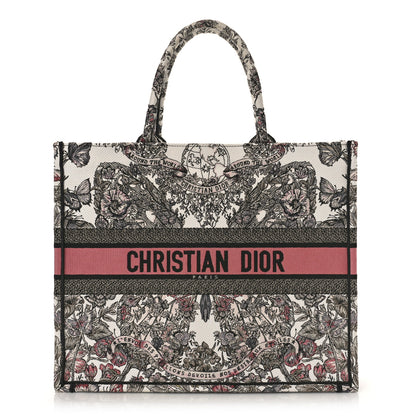 Christian Dior Canvas Embroidered Large Butterfly Around The World Book Tote White Pastel Pink 1 of 8