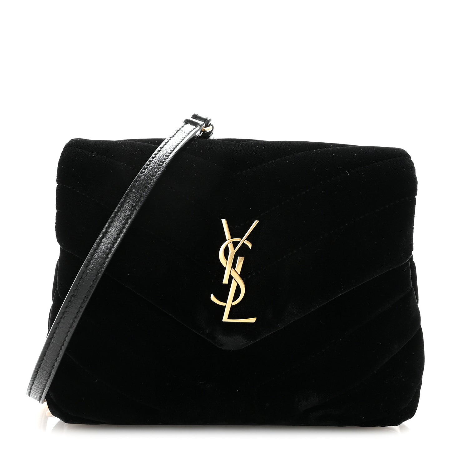 Velvet Y Quilted Monogram Toy Loulou Chain Satchel French Black