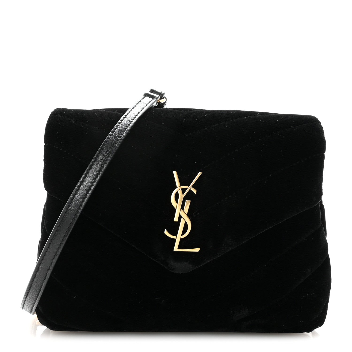 Saint Laurent Velvet Y Quilted Monogram Toy Loulou Chain Satchel French Black 1 of 9