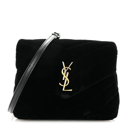 Saint Laurent Velvet Y Quilted Monogram Toy Loulou Chain Satchel French Black 1 of 9