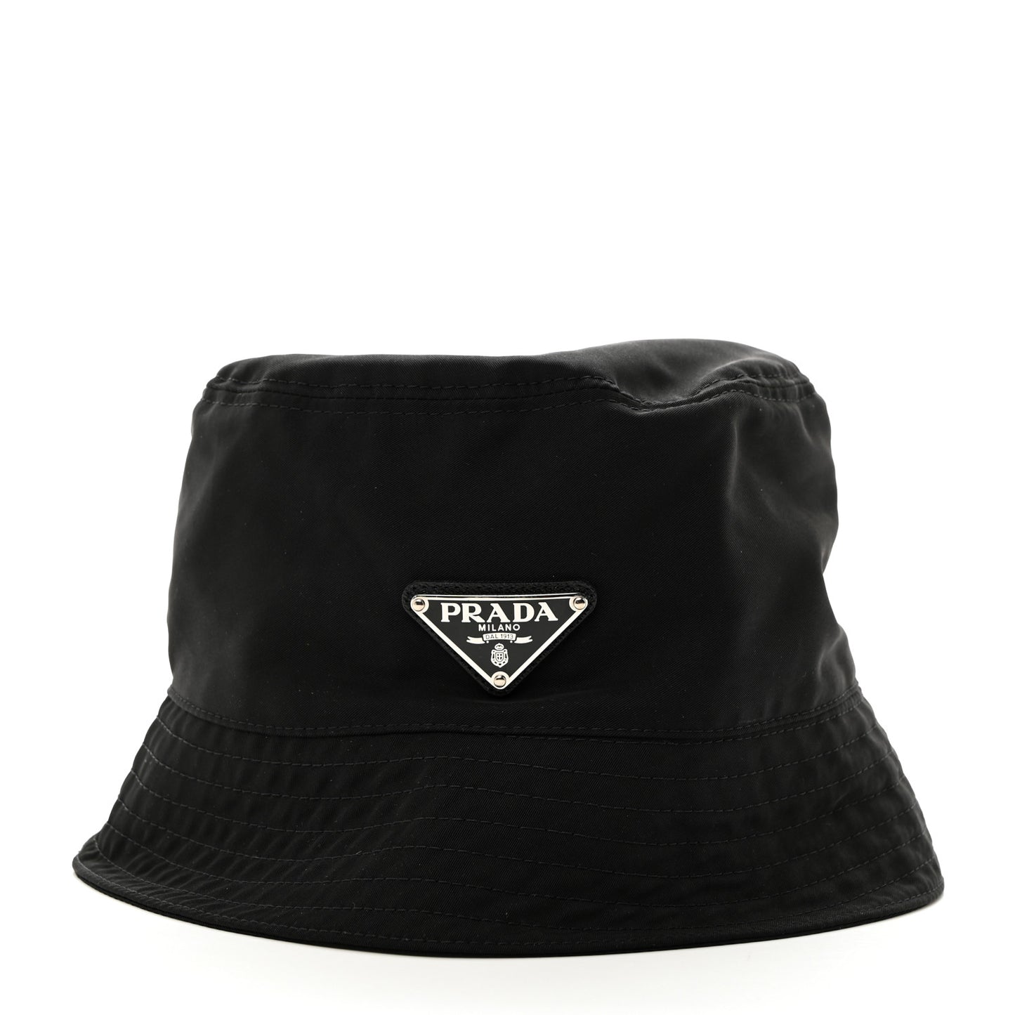 Re-Nylon Metal Triangle Logo Womens Bucket Hat M Black