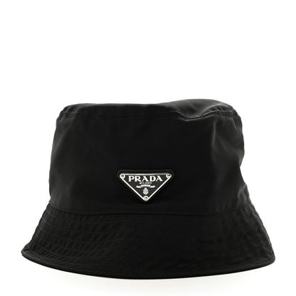 Prada Re-Nylon Metal Triangle Logo Womens Bucket Hat M Black 4 of 8