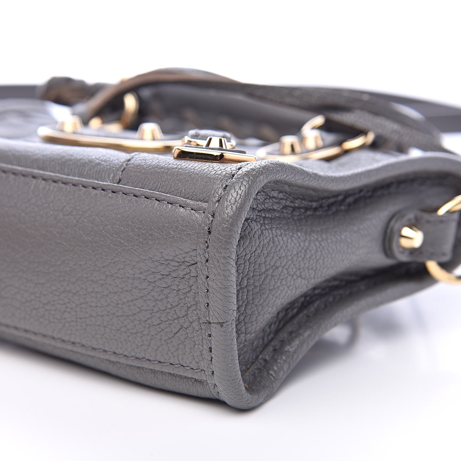 Balenciaga Chevre Gold Metallic Edge Hardware Nano City Gris Acier 9 of 9