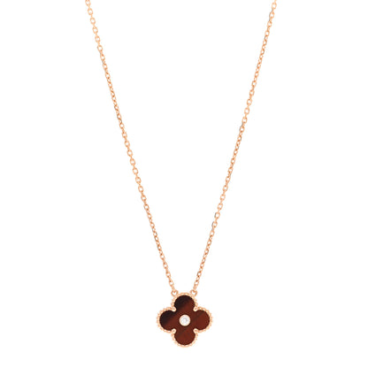 Van Cleef & Arpels 18K Rose Gold Diamond Bulls Eye Vintage Alhambra Pendant Necklace 1 of 6