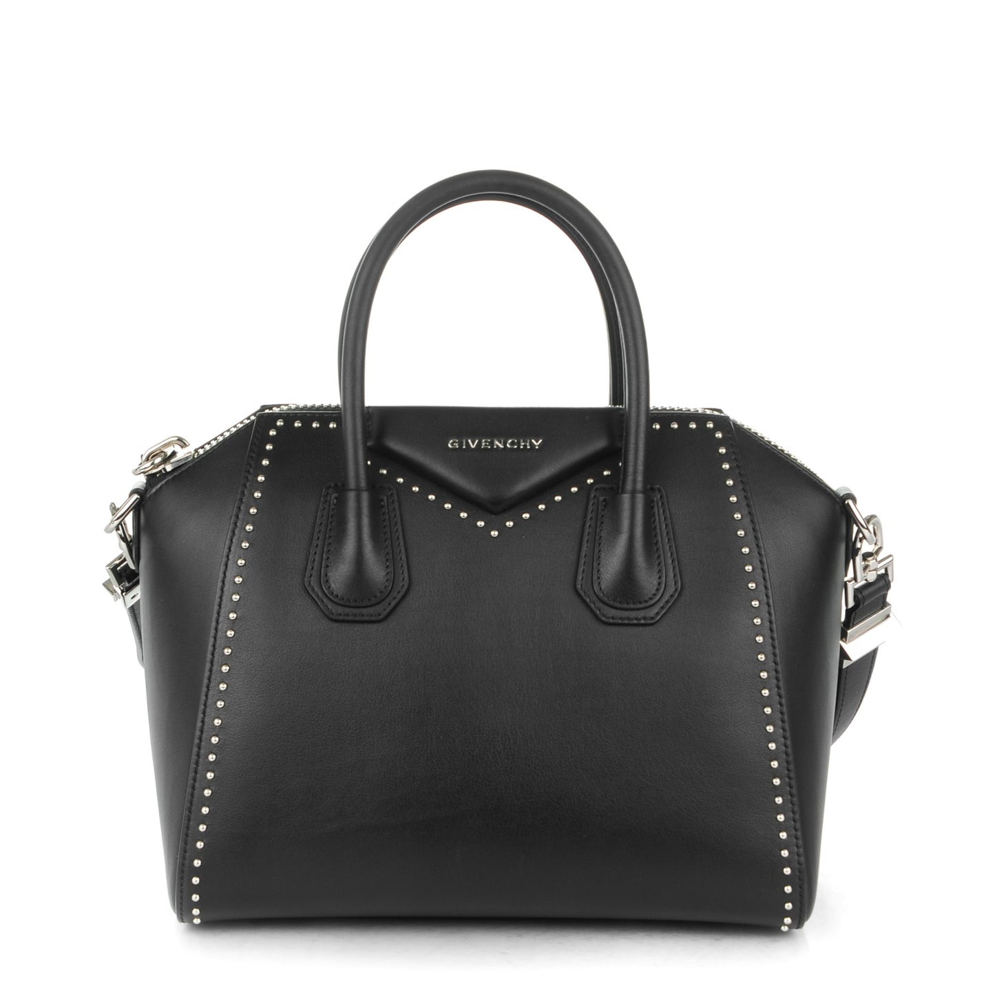 Calfskin Small Studded Antigona Black