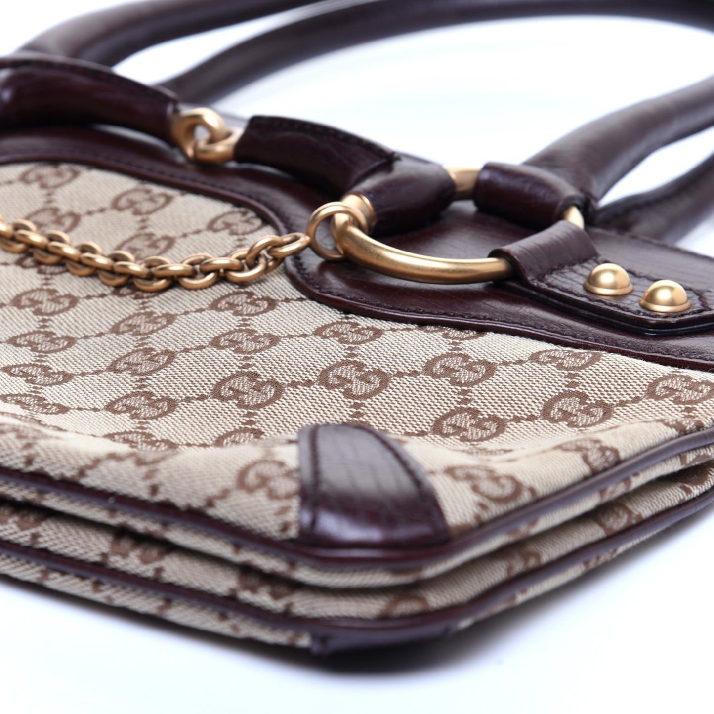 Monogram Horsebit Chain Shoulder Bag Brown
