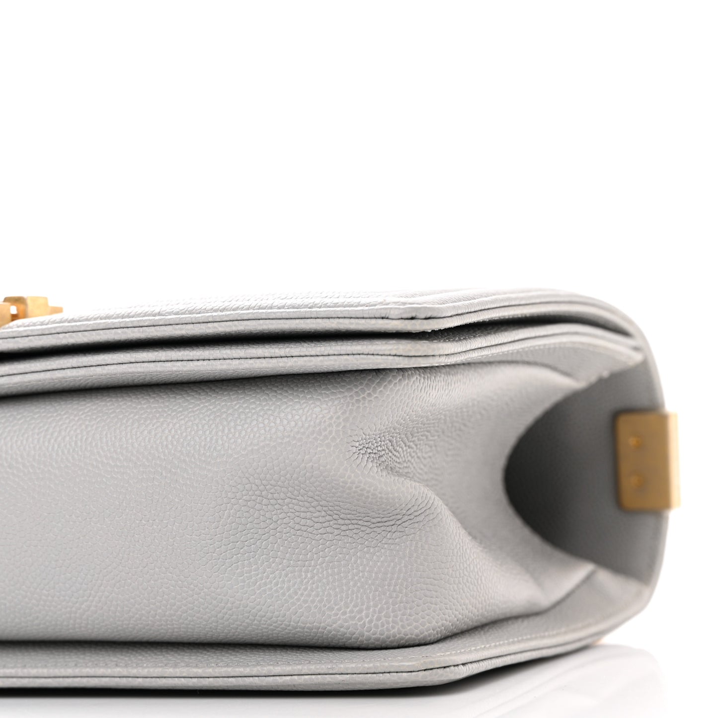 Caviar Quilted Medium Boy Flap Light Grey