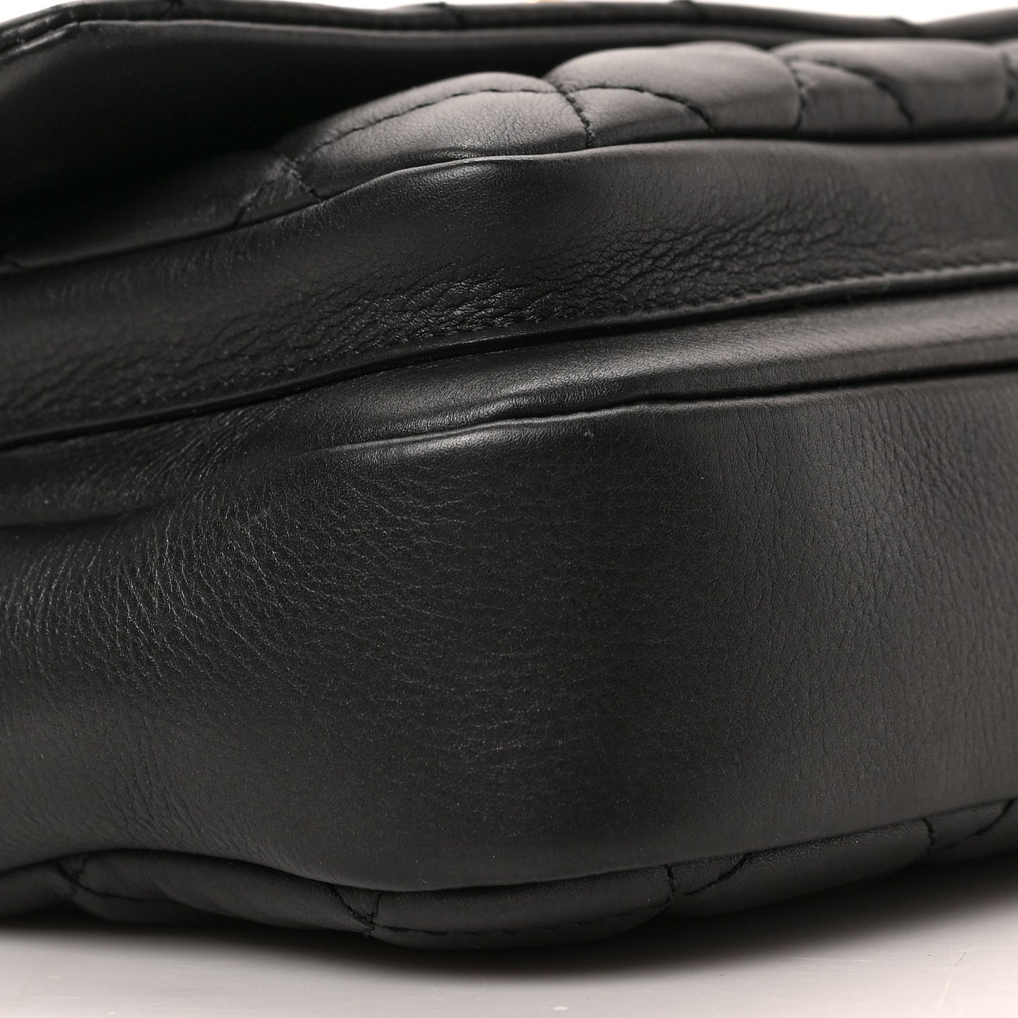 Calfskin Quilted Top Handle Flap Black
