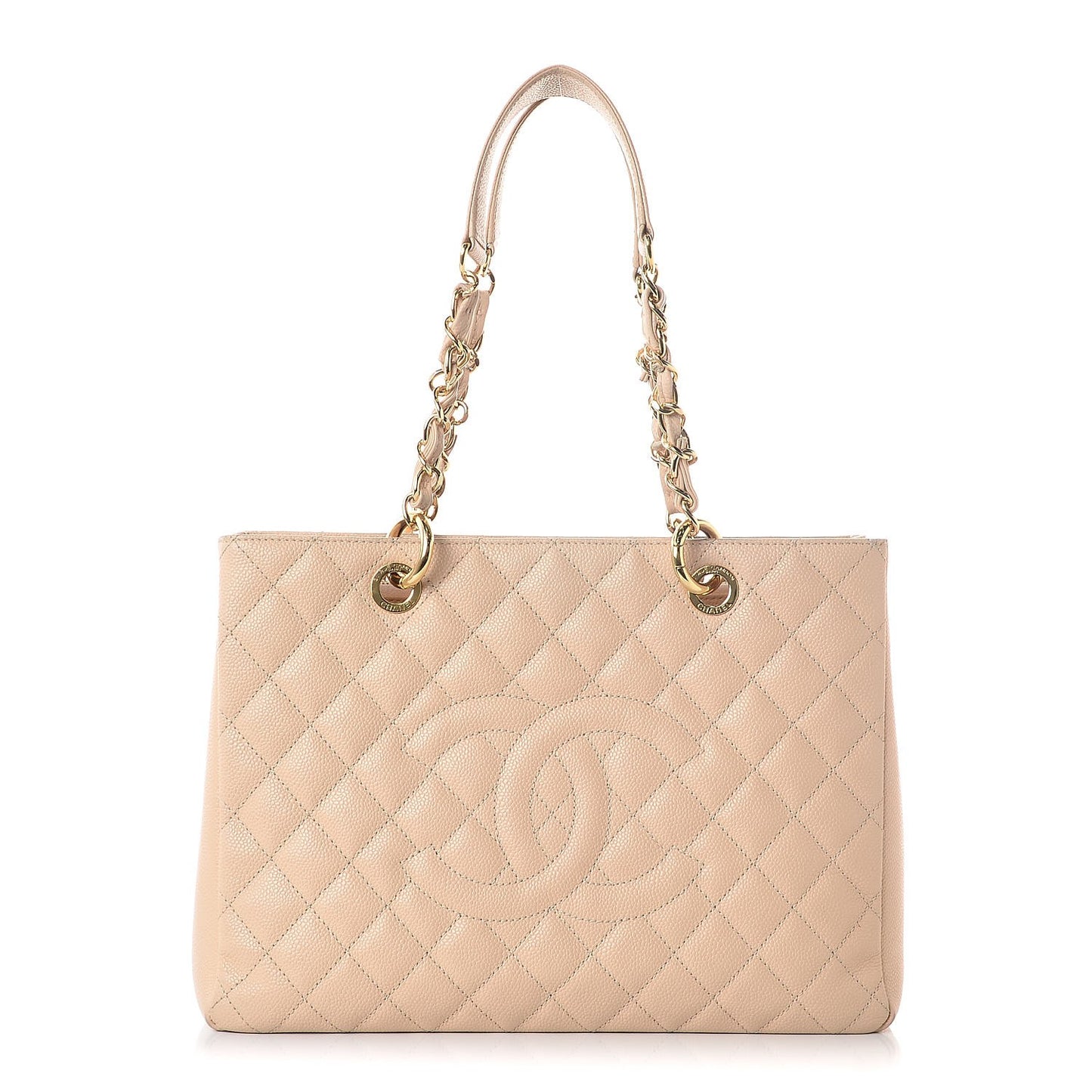 Caviar Quilted Grand Shopping Tote GST Beige Clair