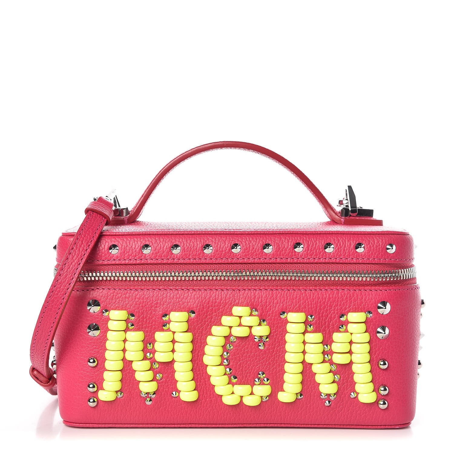MCM Calfskin Neon Studded Rockstar Vanity Case Love Potion 1 of 10